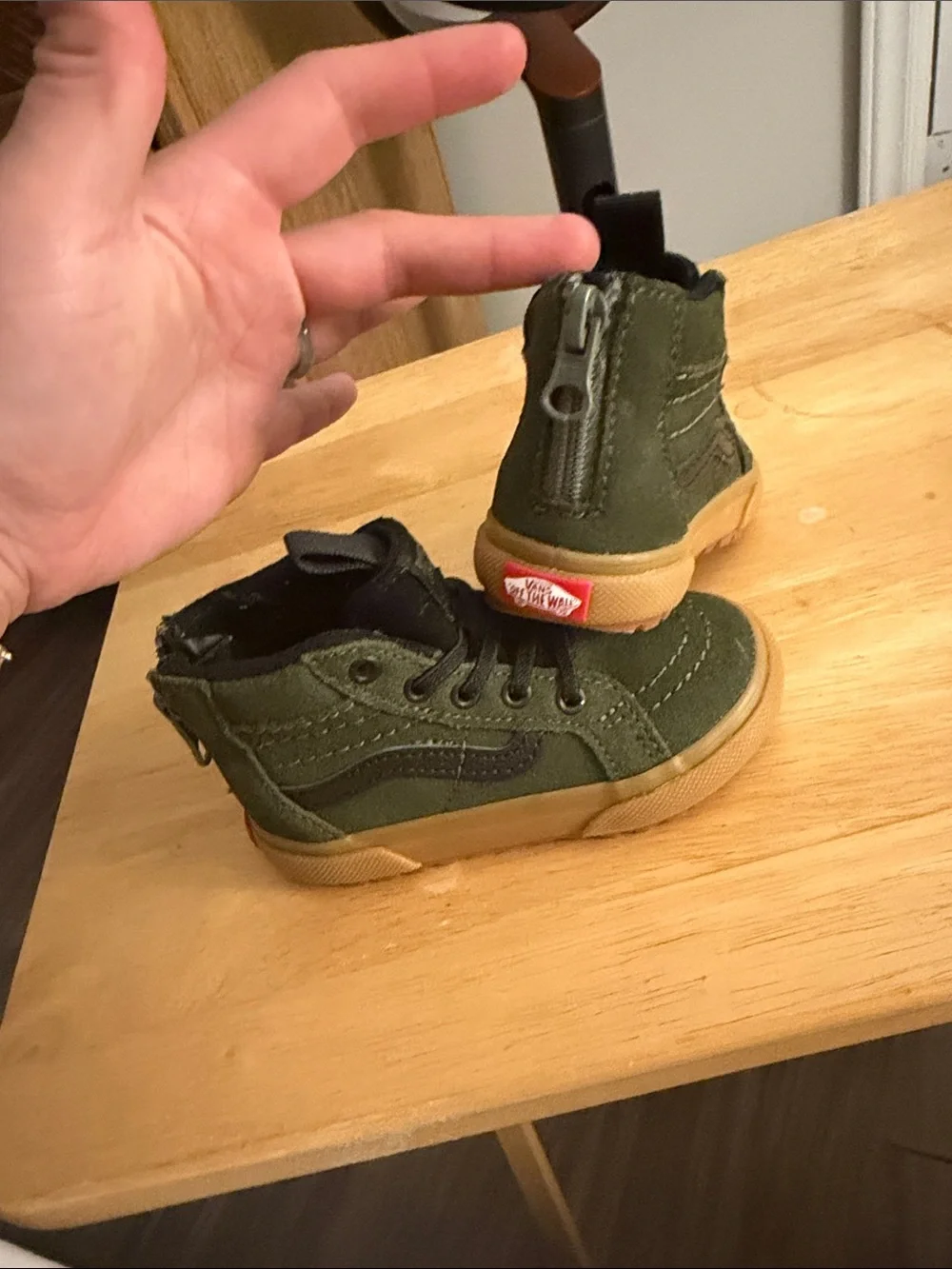 Vans Kids Olive Green High-Top Sneakers with Gum Outsole